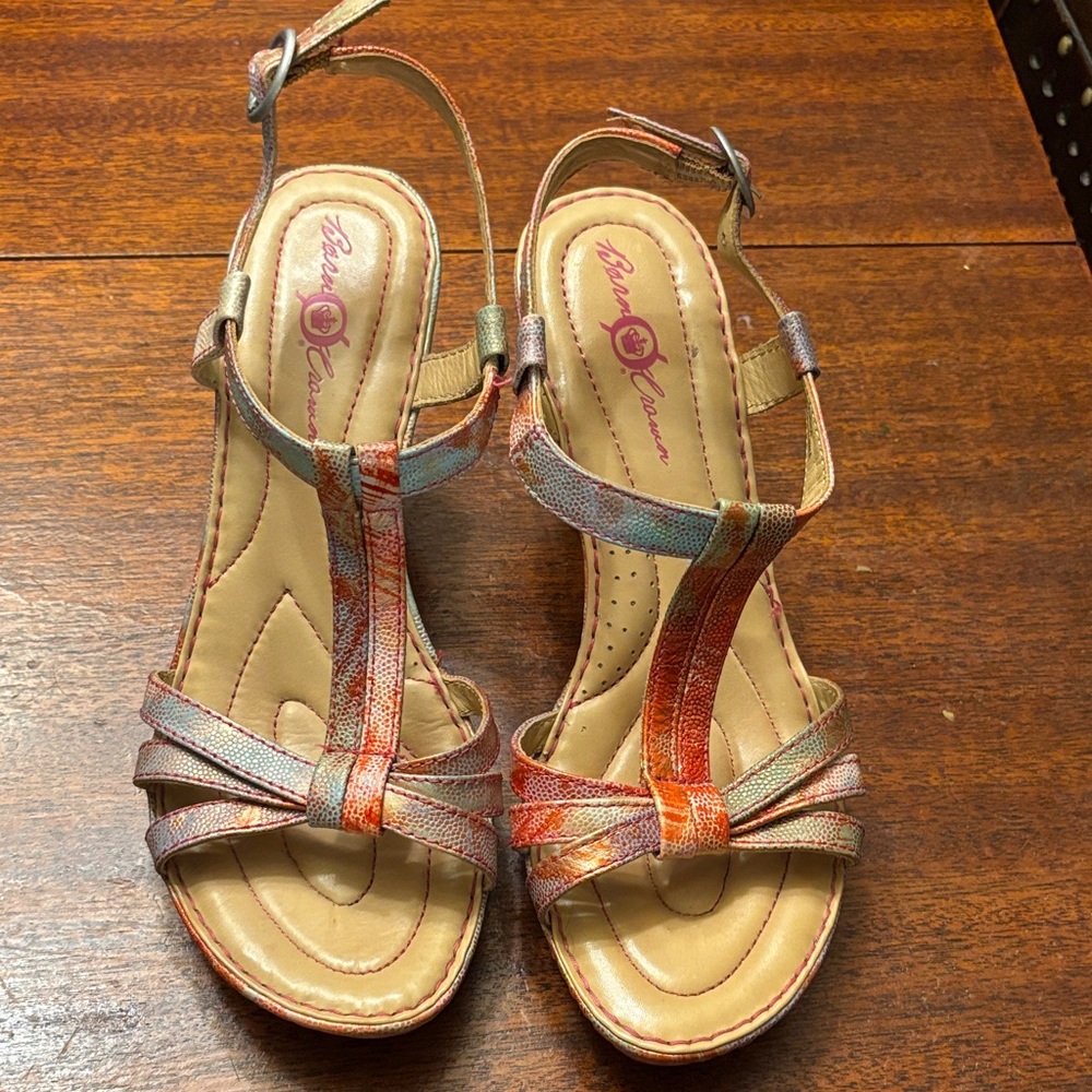 Born Multicolor Strappy Heel Sandals 7